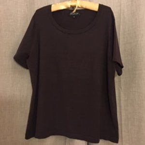 Jones NY Collection Woman brown silk short-sleeve